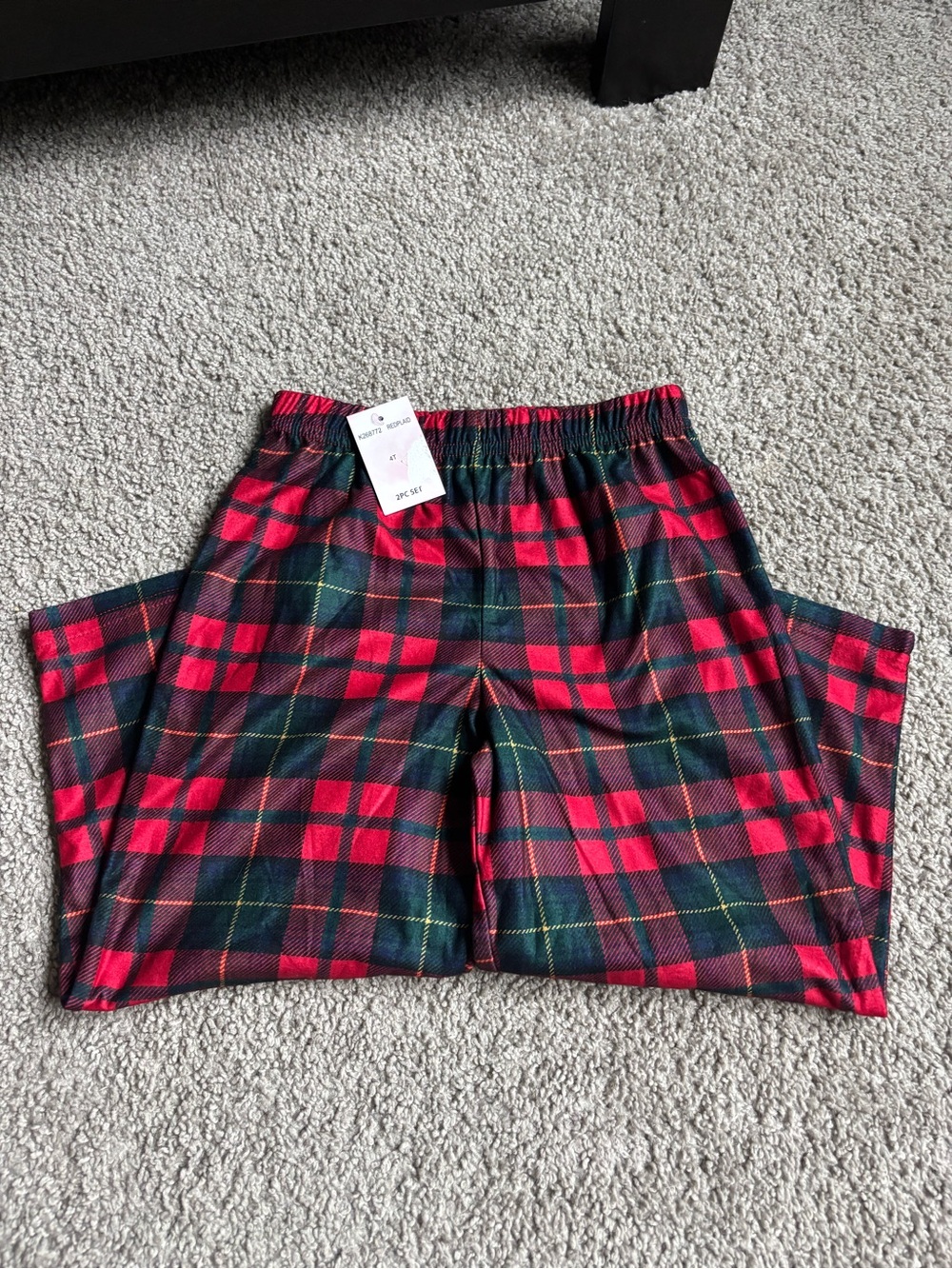 NWT Pajamarama Kids Red and Green Plaid Pajama Pants Christmas Holiday 4T